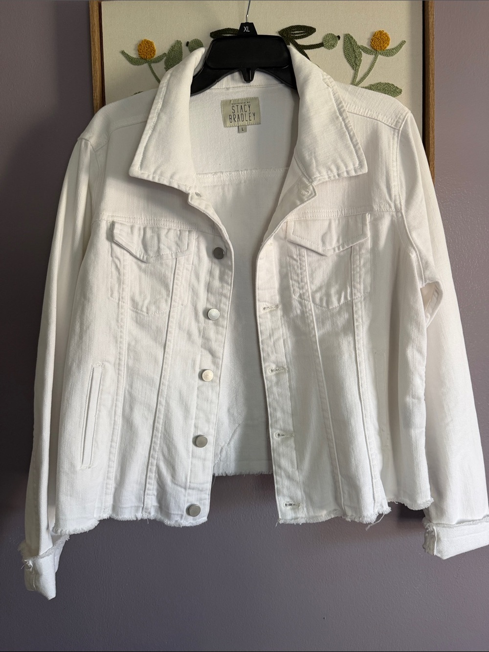White Denim Jean Jacket - Classic Collared Womens Jacket